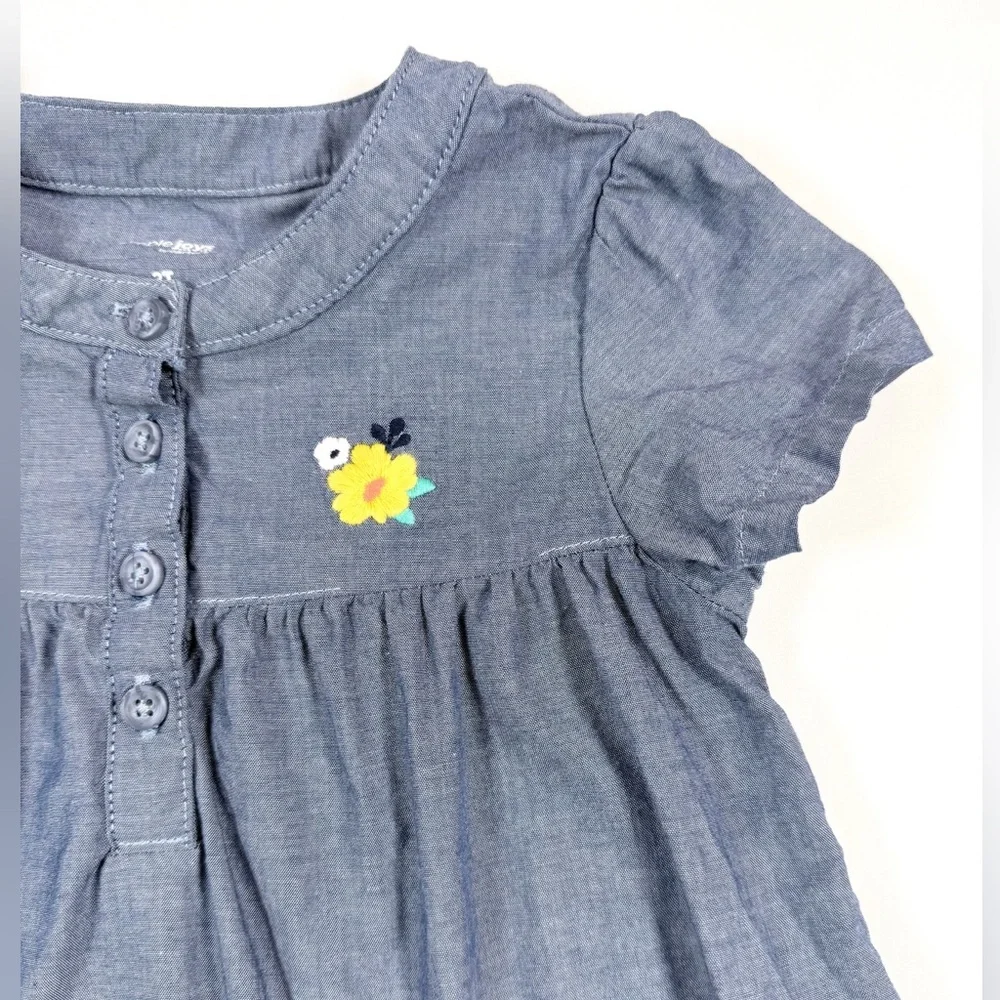 SIMPLE JOYS BY CARTERS Girls Chambray Babydoll‎ Dress 3T Cottagecore Casual